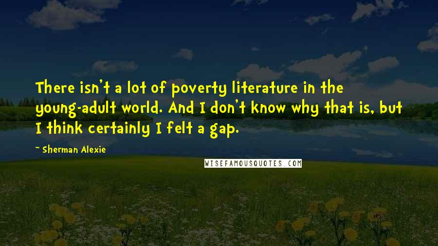 Sherman Alexie Quotes: There isn't a lot of poverty literature in the young-adult world. And I don't know why that is, but I think certainly I felt a gap.