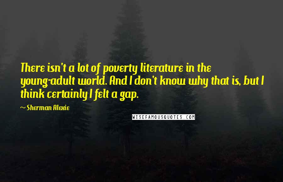 Sherman Alexie Quotes: There isn't a lot of poverty literature in the young-adult world. And I don't know why that is, but I think certainly I felt a gap.