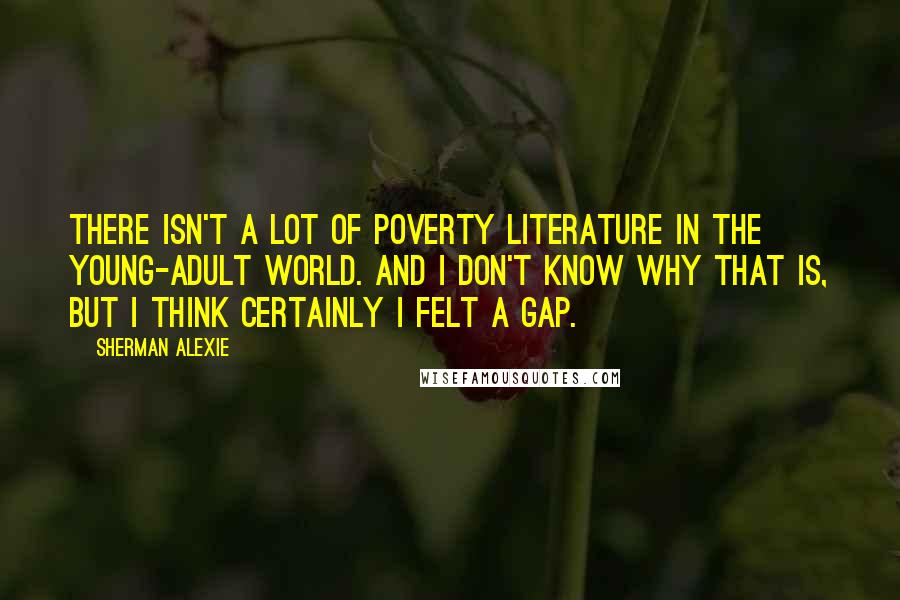 Sherman Alexie Quotes: There isn't a lot of poverty literature in the young-adult world. And I don't know why that is, but I think certainly I felt a gap.