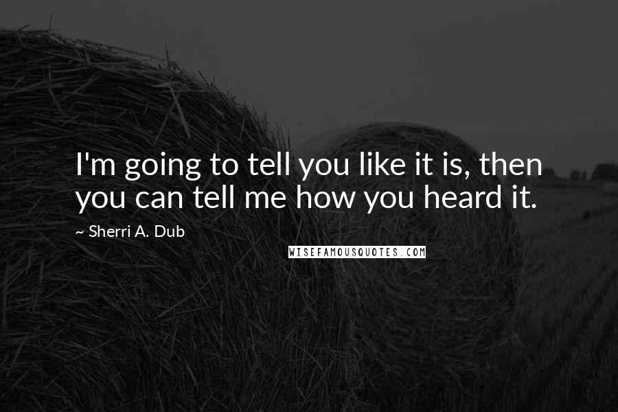 Sherri A. Dub Quotes: I'm going to tell you like it is, then you can tell me how you heard it.