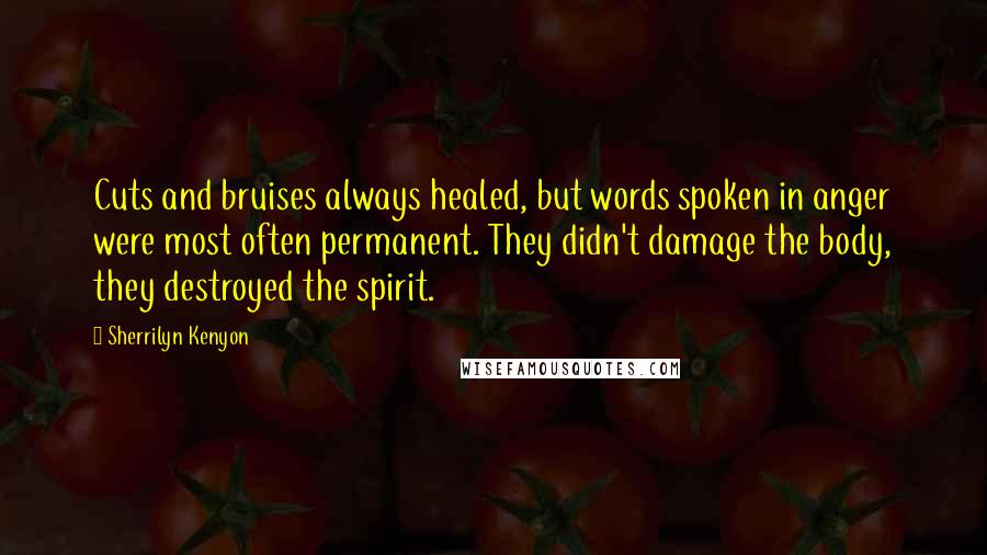 Sherrilyn Kenyon Quotes: Cuts and bruises always healed, but words spoken in anger were most often permanent. They didn't damage the body, they destroyed the spirit.