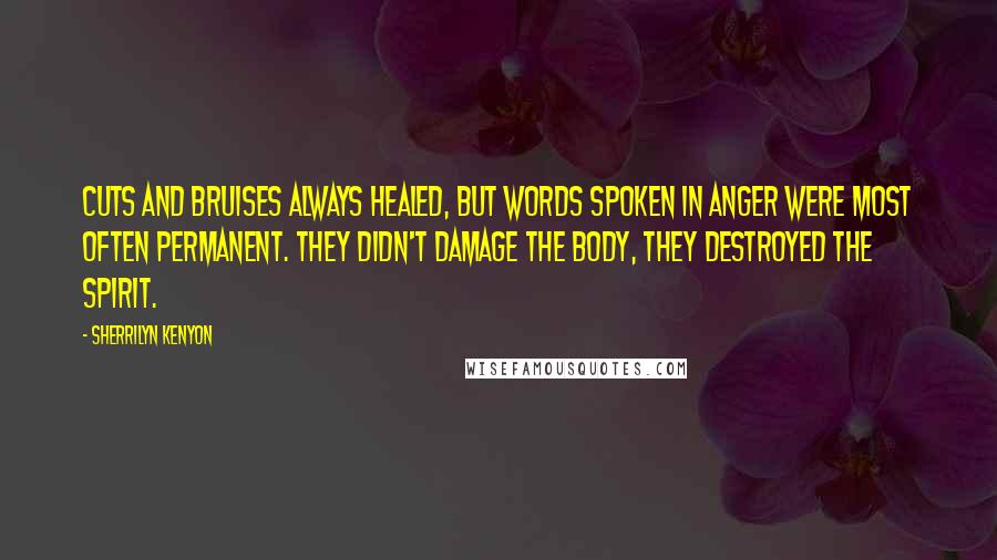 Sherrilyn Kenyon Quotes: Cuts and bruises always healed, but words spoken in anger were most often permanent. They didn't damage the body, they destroyed the spirit.