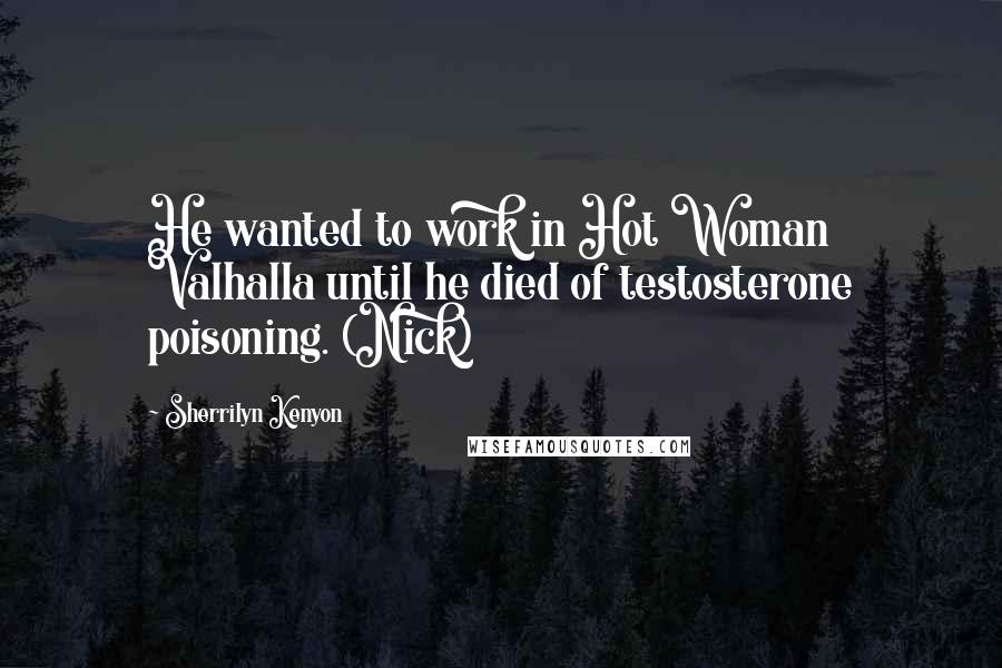 Sherrilyn Kenyon Quotes: He wanted to work in Hot Woman Valhalla until he died of testosterone poisoning. (Nick)