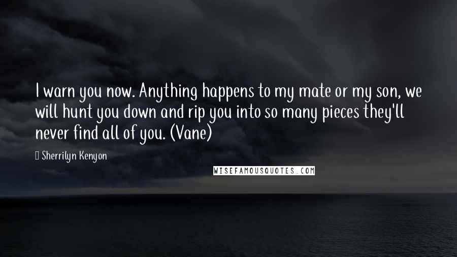 Sherrilyn Kenyon Quotes: I warn you now. Anything happens to my mate or my son, we will hunt you down and rip you into so many pieces they'll never find all of you. (Vane)