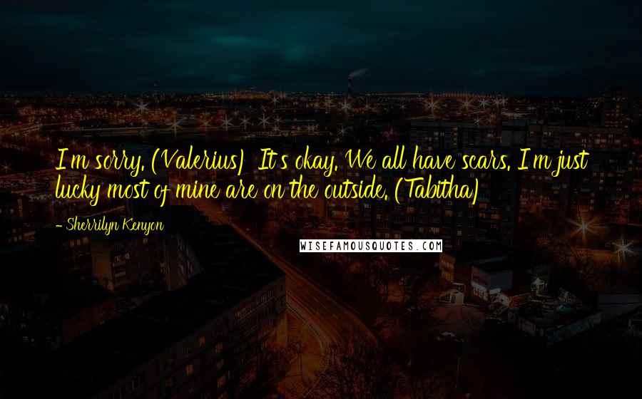 Sherrilyn Kenyon Quotes: I'm sorry. (Valerius) It's okay. We all have scars. I'm just lucky most of mine are on the outside. (Tabitha)