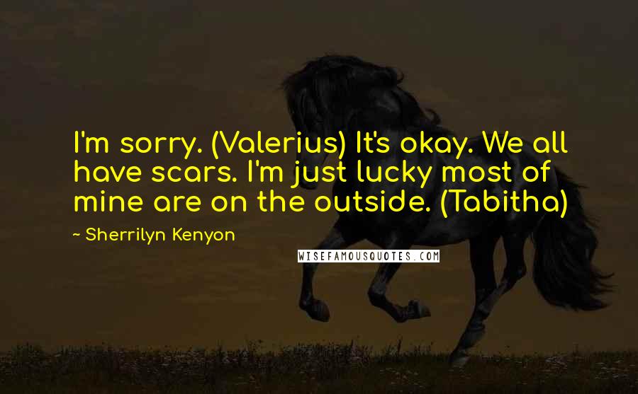 Sherrilyn Kenyon Quotes: I'm sorry. (Valerius) It's okay. We all have scars. I'm just lucky most of mine are on the outside. (Tabitha)