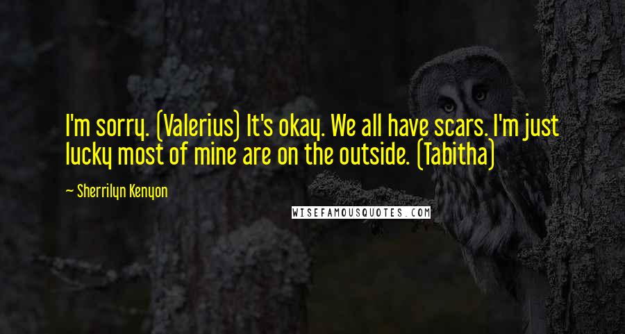 Sherrilyn Kenyon Quotes: I'm sorry. (Valerius) It's okay. We all have scars. I'm just lucky most of mine are on the outside. (Tabitha)