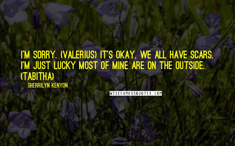 Sherrilyn Kenyon Quotes: I'm sorry. (Valerius) It's okay. We all have scars. I'm just lucky most of mine are on the outside. (Tabitha)