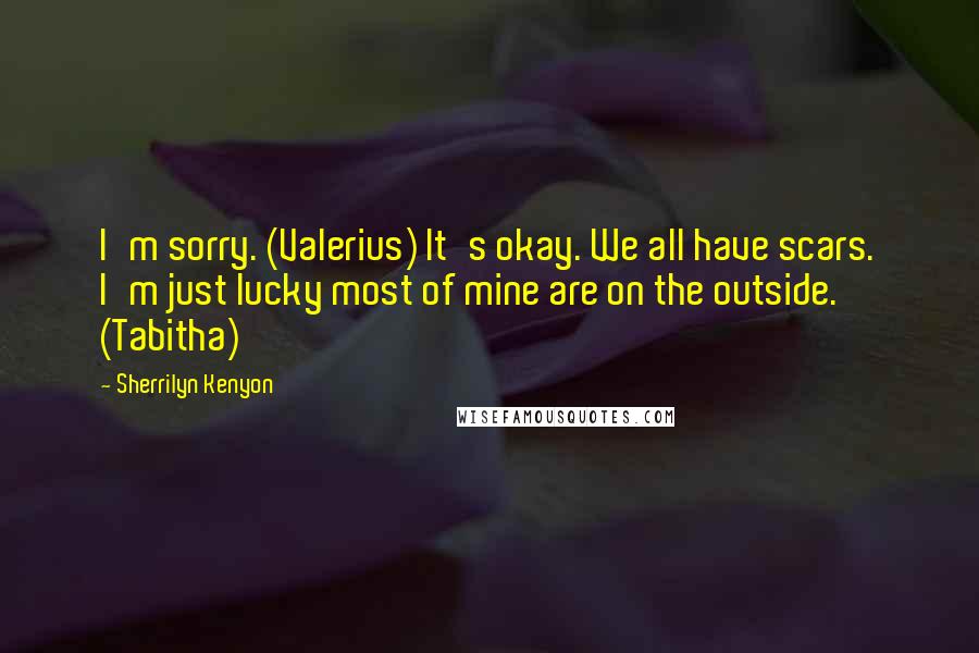 Sherrilyn Kenyon Quotes: I'm sorry. (Valerius) It's okay. We all have scars. I'm just lucky most of mine are on the outside. (Tabitha)