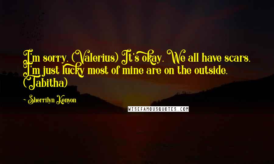 Sherrilyn Kenyon Quotes: I'm sorry. (Valerius) It's okay. We all have scars. I'm just lucky most of mine are on the outside. (Tabitha)