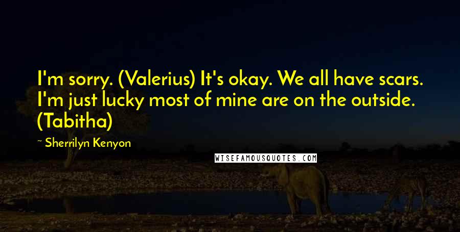 Sherrilyn Kenyon Quotes: I'm sorry. (Valerius) It's okay. We all have scars. I'm just lucky most of mine are on the outside. (Tabitha)
