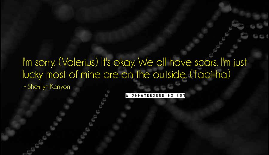 Sherrilyn Kenyon Quotes: I'm sorry. (Valerius) It's okay. We all have scars. I'm just lucky most of mine are on the outside. (Tabitha)