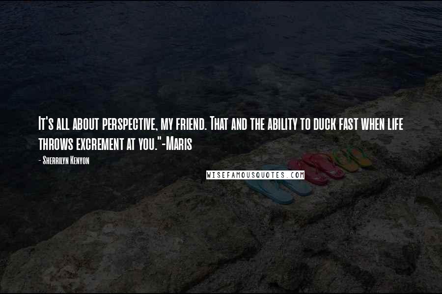 Sherrilyn Kenyon Quotes: It's all about perspective, my friend. That and the ability to duck fast when life throws excrement at you."-Maris