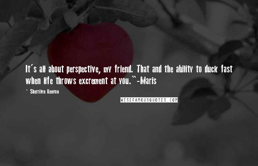 Sherrilyn Kenyon Quotes: It's all about perspective, my friend. That and the ability to duck fast when life throws excrement at you."-Maris