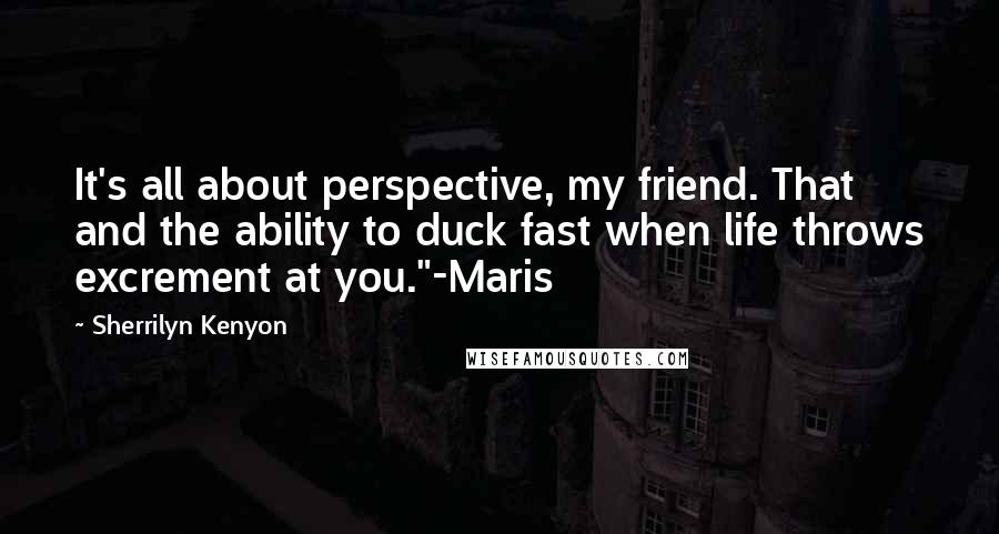 Sherrilyn Kenyon Quotes: It's all about perspective, my friend. That and the ability to duck fast when life throws excrement at you."-Maris