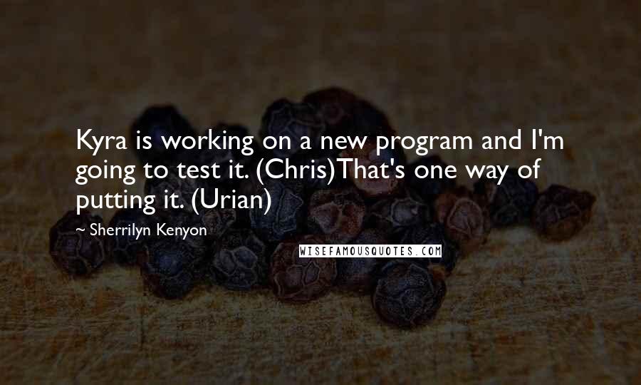 Sherrilyn Kenyon Quotes: Kyra is working on a new program and I'm going to test it. (Chris)That's one way of putting it. (Urian)