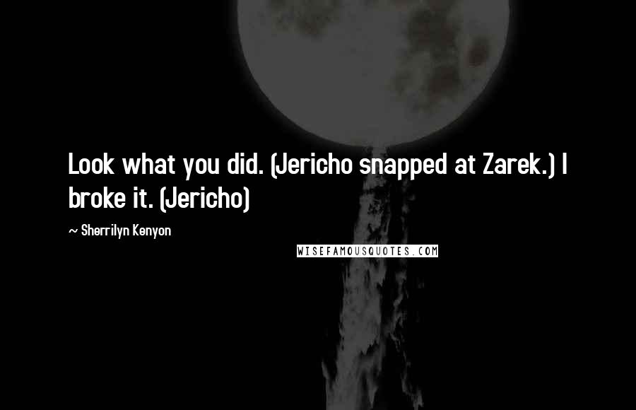 Sherrilyn Kenyon Quotes: Look what you did. (Jericho snapped at Zarek.) I broke it. (Jericho)