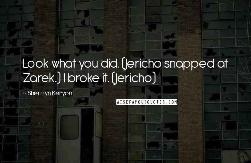 Sherrilyn Kenyon Quotes: Look what you did. (Jericho snapped at Zarek.) I broke it. (Jericho)