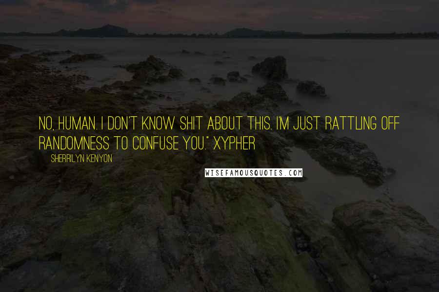 Sherrilyn Kenyon Quotes: No, human. I don't know shit about this. I'm just rattling off randomness to confuse you." Xypher