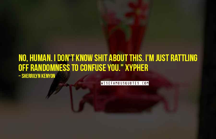 Sherrilyn Kenyon Quotes: No, human. I don't know shit about this. I'm just rattling off randomness to confuse you." Xypher