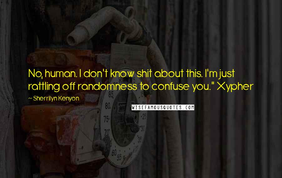 Sherrilyn Kenyon Quotes: No, human. I don't know shit about this. I'm just rattling off randomness to confuse you." Xypher