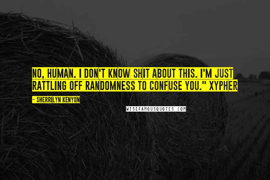 Sherrilyn Kenyon Quotes: No, human. I don't know shit about this. I'm just rattling off randomness to confuse you." Xypher