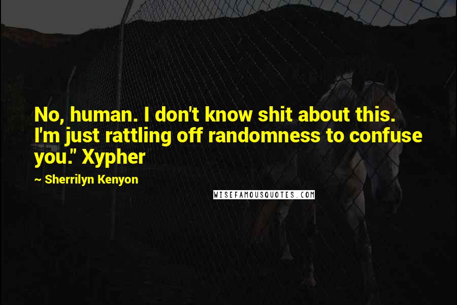 Sherrilyn Kenyon Quotes: No, human. I don't know shit about this. I'm just rattling off randomness to confuse you." Xypher