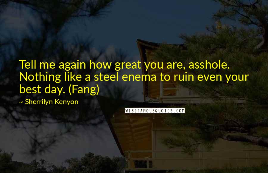 Sherrilyn Kenyon Quotes: Tell me again how great you are, asshole. Nothing like a steel enema to ruin even your best day. (Fang)