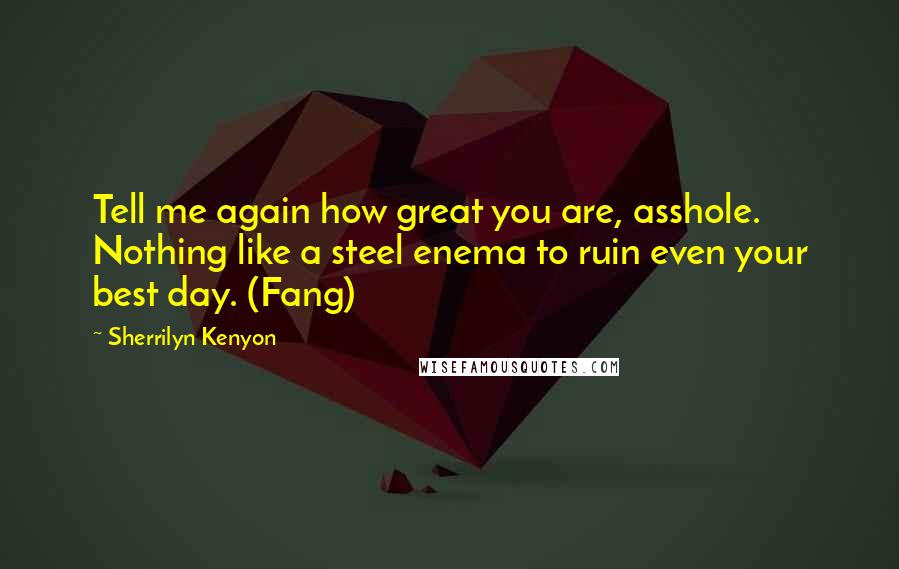 Sherrilyn Kenyon Quotes: Tell me again how great you are, asshole. Nothing like a steel enema to ruin even your best day. (Fang)