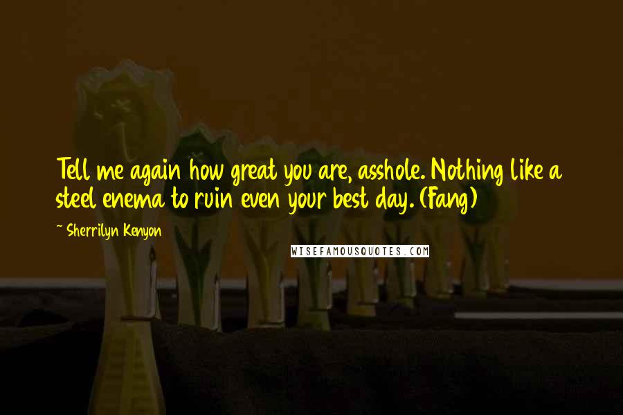 Sherrilyn Kenyon Quotes: Tell me again how great you are, asshole. Nothing like a steel enema to ruin even your best day. (Fang)