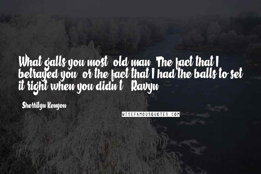 Sherrilyn Kenyon Quotes: What galls you most, old man? The fact that I betrayed you, or the fact that I had the balls to set it right when you didn't? (Ravyn)