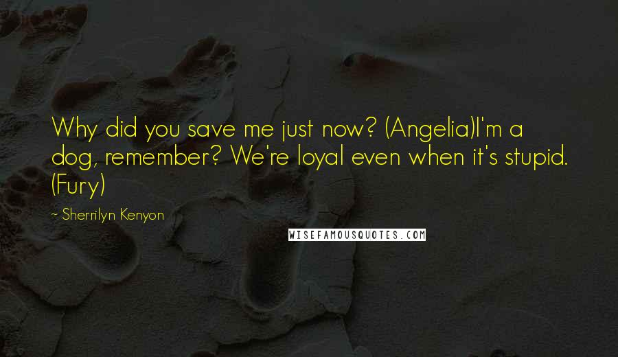 Sherrilyn Kenyon Quotes: Why did you save me just now? (Angelia)I'm a dog, remember? We're loyal even when it's stupid. (Fury)
