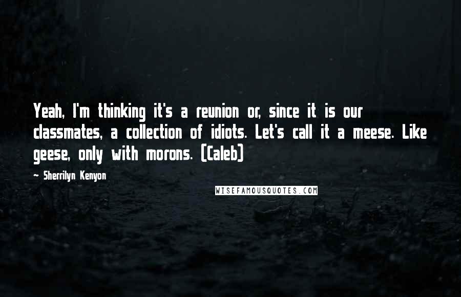 Sherrilyn Kenyon Quotes: Yeah, I'm thinking it's a reunion or, since it is our classmates, a collection of idiots. Let's call it a meese. Like geese, only with morons. (Caleb)