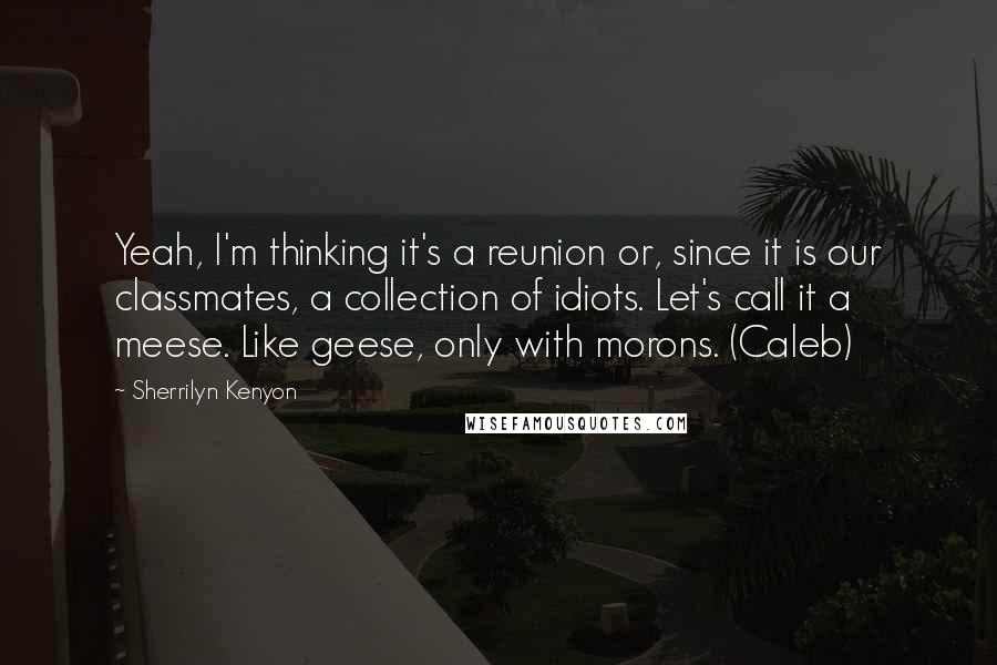 Sherrilyn Kenyon Quotes: Yeah, I'm thinking it's a reunion or, since it is our classmates, a collection of idiots. Let's call it a meese. Like geese, only with morons. (Caleb)