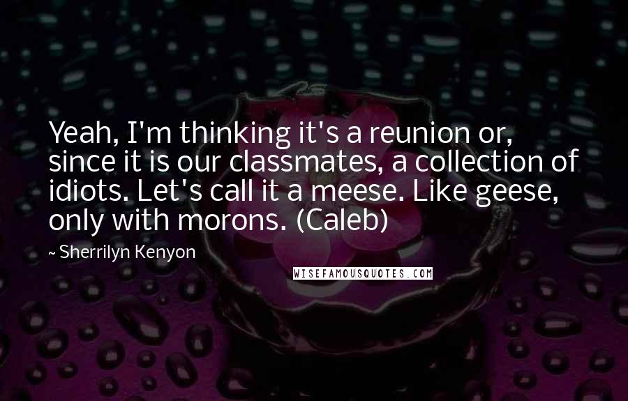 Sherrilyn Kenyon Quotes: Yeah, I'm thinking it's a reunion or, since it is our classmates, a collection of idiots. Let's call it a meese. Like geese, only with morons. (Caleb)