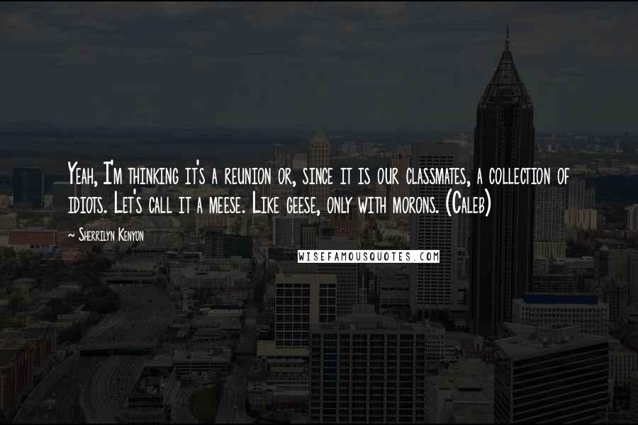 Sherrilyn Kenyon Quotes: Yeah, I'm thinking it's a reunion or, since it is our classmates, a collection of idiots. Let's call it a meese. Like geese, only with morons. (Caleb)