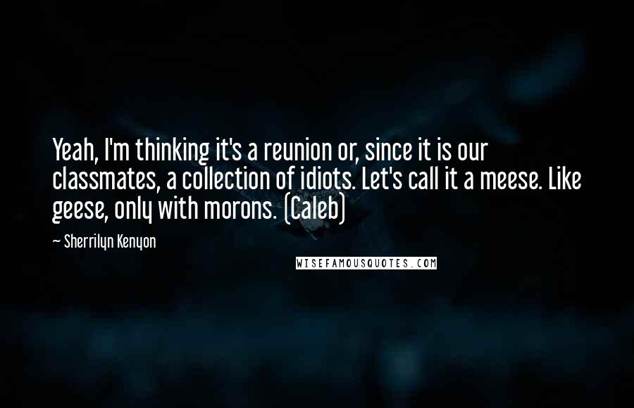 Sherrilyn Kenyon Quotes: Yeah, I'm thinking it's a reunion or, since it is our classmates, a collection of idiots. Let's call it a meese. Like geese, only with morons. (Caleb)