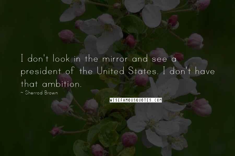 Sherrod Brown Quotes: I don't look in the mirror and see a president of the United States. I don't have that ambition.