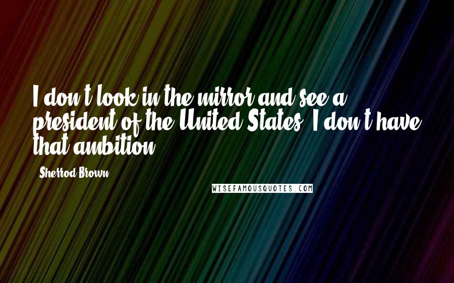 Sherrod Brown Quotes: I don't look in the mirror and see a president of the United States. I don't have that ambition.