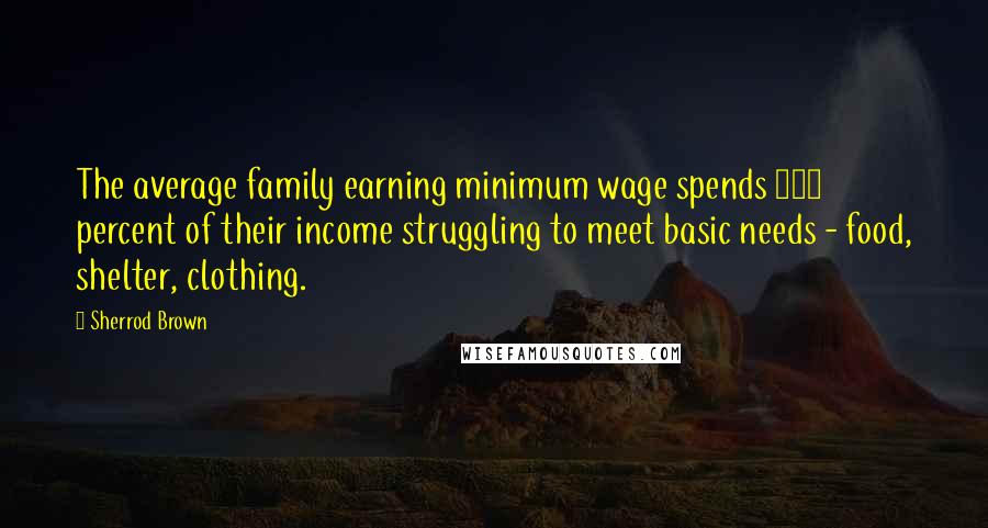 Sherrod Brown Quotes: The average family earning minimum wage spends 141 percent of their income struggling to meet basic needs - food, shelter, clothing.