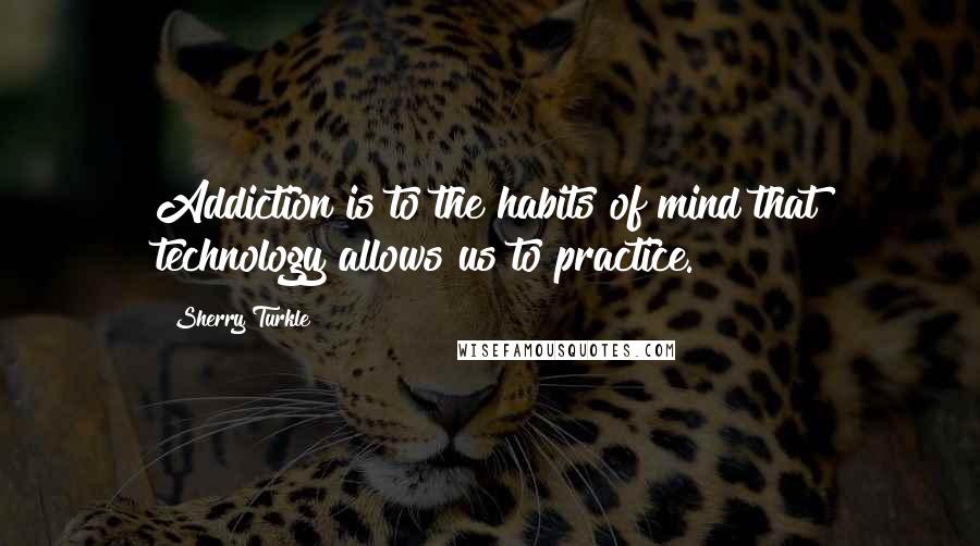 Sherry Turkle Quotes: Addiction is to the habits of mind that technology allows us to practice.