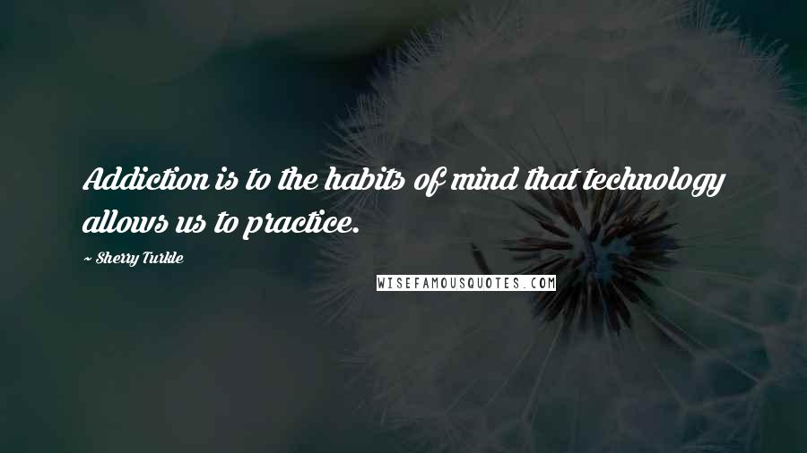 Sherry Turkle Quotes: Addiction is to the habits of mind that technology allows us to practice.