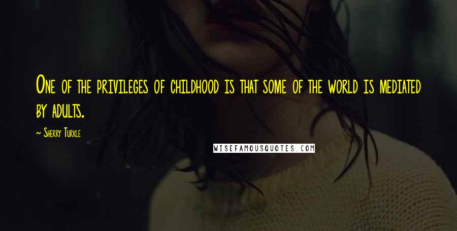 Sherry Turkle Quotes: One of the privileges of childhood is that some of the world is mediated by adults.