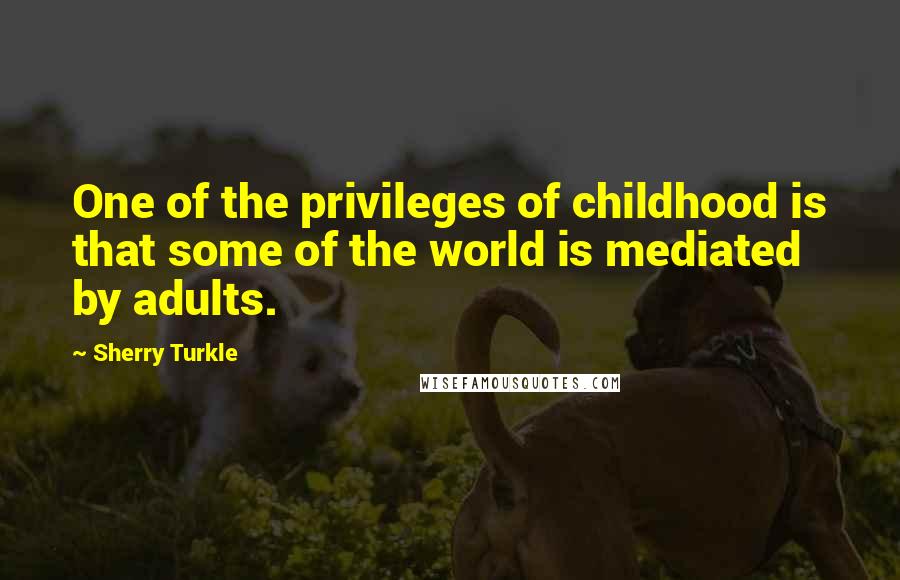 Sherry Turkle Quotes: One of the privileges of childhood is that some of the world is mediated by adults.