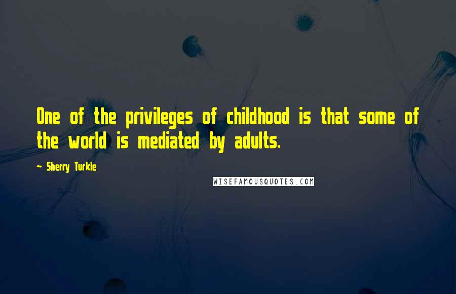 Sherry Turkle Quotes: One of the privileges of childhood is that some of the world is mediated by adults.