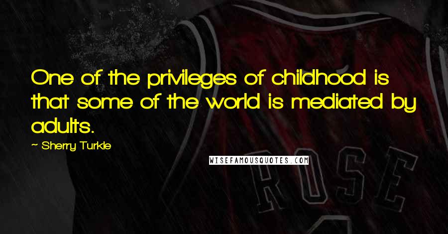 Sherry Turkle Quotes: One of the privileges of childhood is that some of the world is mediated by adults.