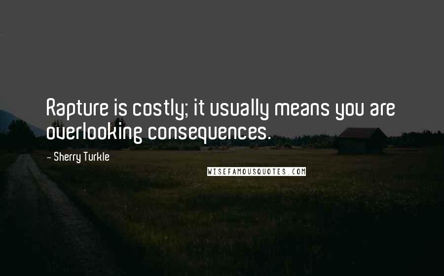 Sherry Turkle Quotes: Rapture is costly; it usually means you are overlooking consequences.