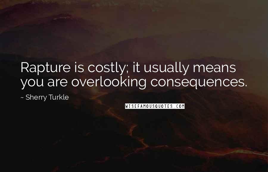 Sherry Turkle Quotes: Rapture is costly; it usually means you are overlooking consequences.