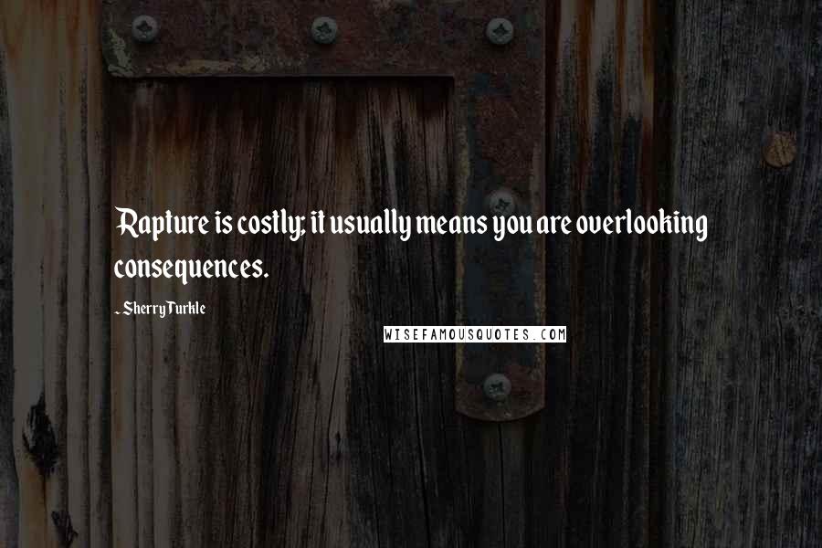 Sherry Turkle Quotes: Rapture is costly; it usually means you are overlooking consequences.