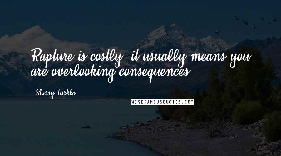 Sherry Turkle Quotes: Rapture is costly; it usually means you are overlooking consequences.